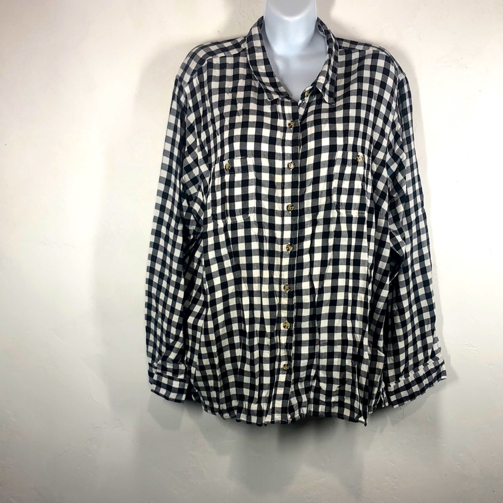NorthCrest black and white plaid flannel size 3X